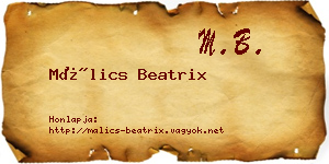Málics Beatrix névjegykártya